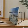 Metal Record Rack Black Iron Desktop Storage Book Rack File Organizer Bookshelf Newspaper Holder Art Desktop Organizer Rack For