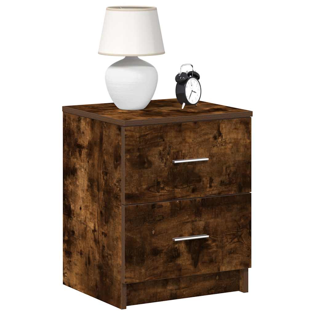 Nightstand with 2 Drawers Smoked Oak Finish 40 x 36 x 50 cm