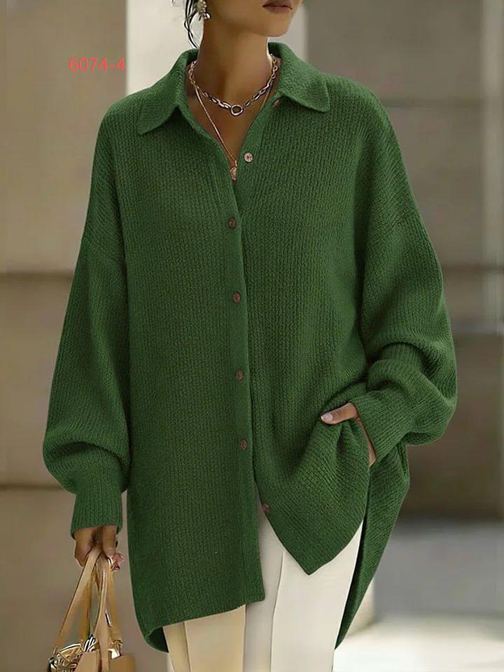 2026 Damen Eleganter Einfarbiger Knopf Langarm Woll Cardigan Pullover