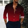 Men Collared Shirt Black White Gradient Solid Tone Long Sleeve Button Down Top