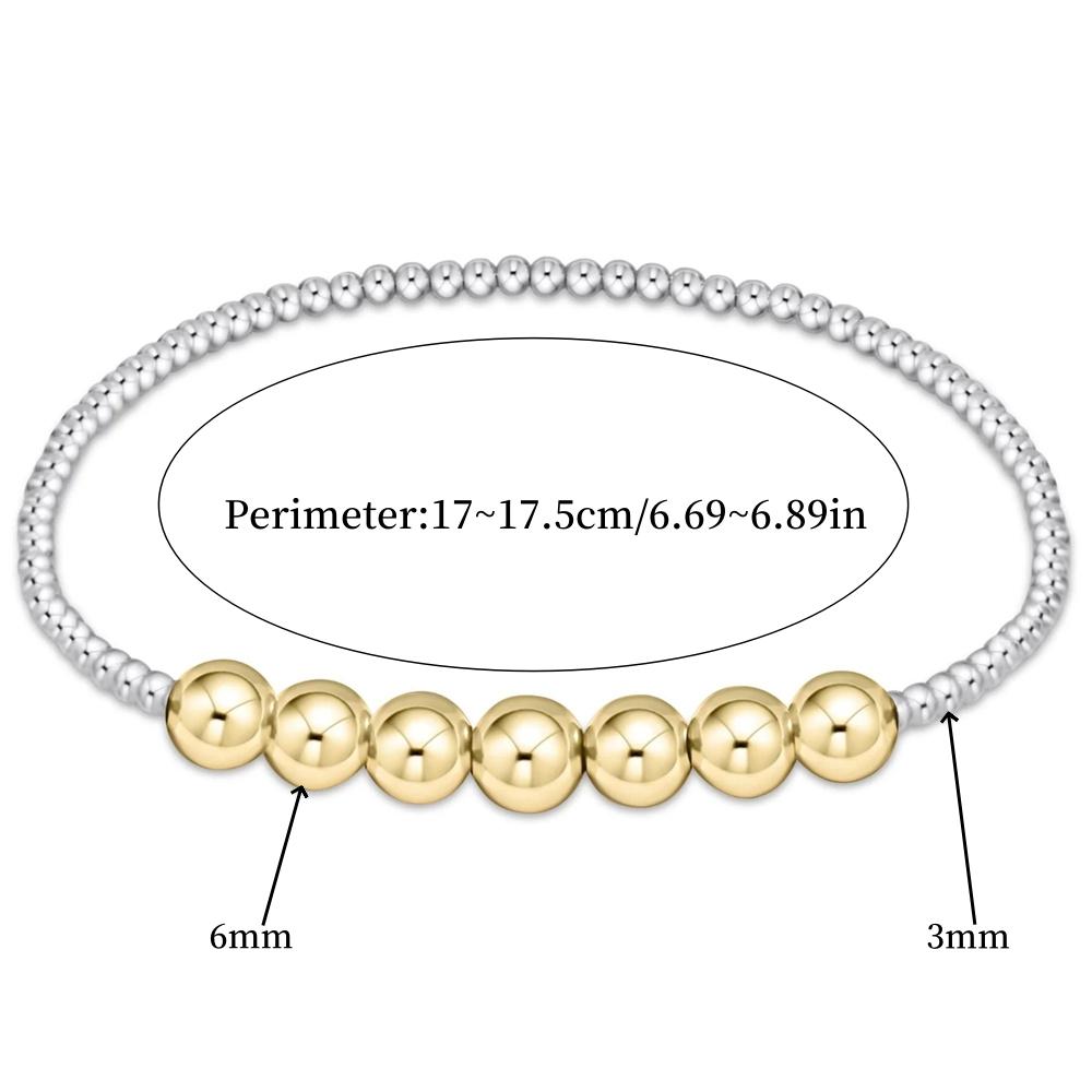 

Stackable Beaded Bracelet for Women Adjustable Mixed Metal Jewelry Silver & Gold Plated Two-Tone Layered Bracelets Minimalist