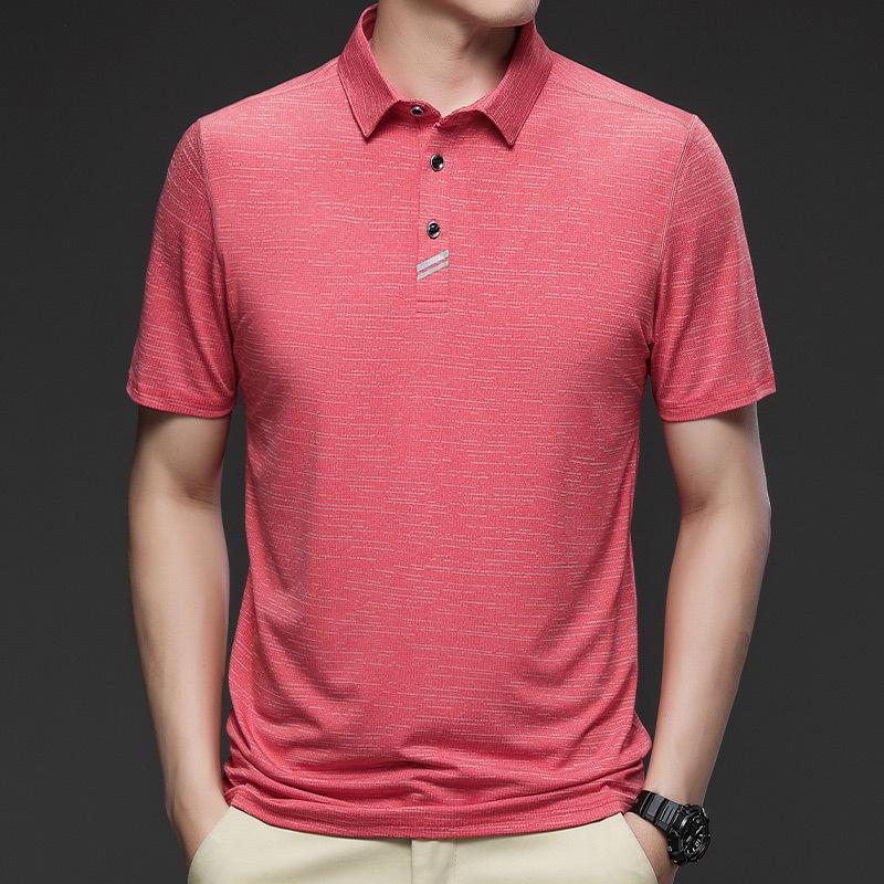 Einfarbiges Herren-Poloshirt, Business-Casual, lockeres, atmungsaktives Herren-Kurzarm-T-Shirt