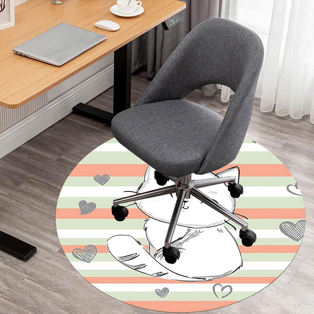 

1pc cat love Round Chair mat Area Rug - Non-Slip, Floor Mat for Office, Bedroom, and Indoor Decor c1125612 80cm by 80cm
