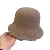 Fashion Wool Knitted Short Brim Dome Bucket Hat Women's Autumn and Winter Versatile Leisure Basin Hat Foldable