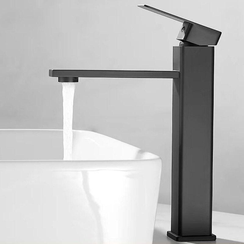 Square Single-Hole Bathroom Faucet for Hot/Cold Water