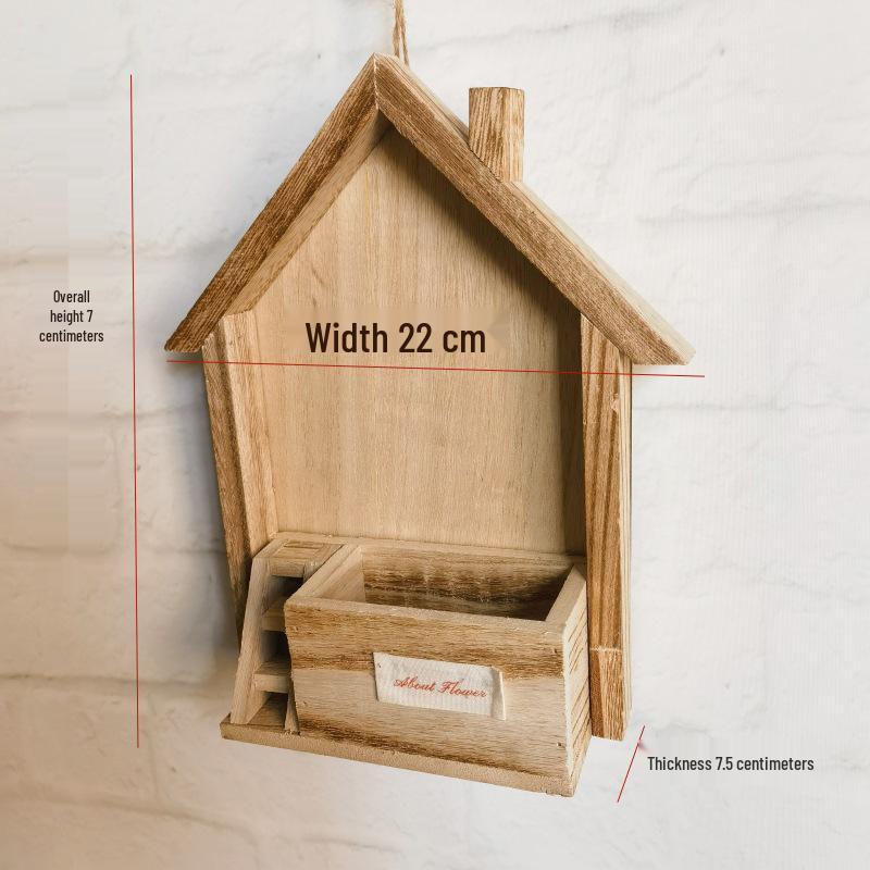 European-style Wooden Wall Hanging Flower Basket with Macrame