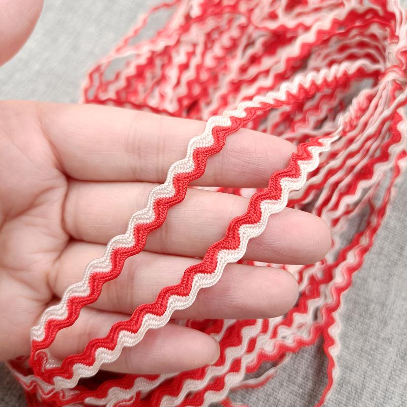 5mm S Şeklinde İki Renkli Dalga Desenli Kavisli Kemer DIY Giyim Aksesuarları için Denizci Dantel Şerit