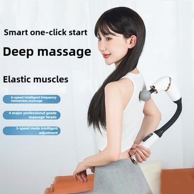 4-IN-1 Wireless Extended Handle Massage Gun,six Speed Regulation,three Modes,neck/shoulder/waist/leg Used for Muscle Relaxation