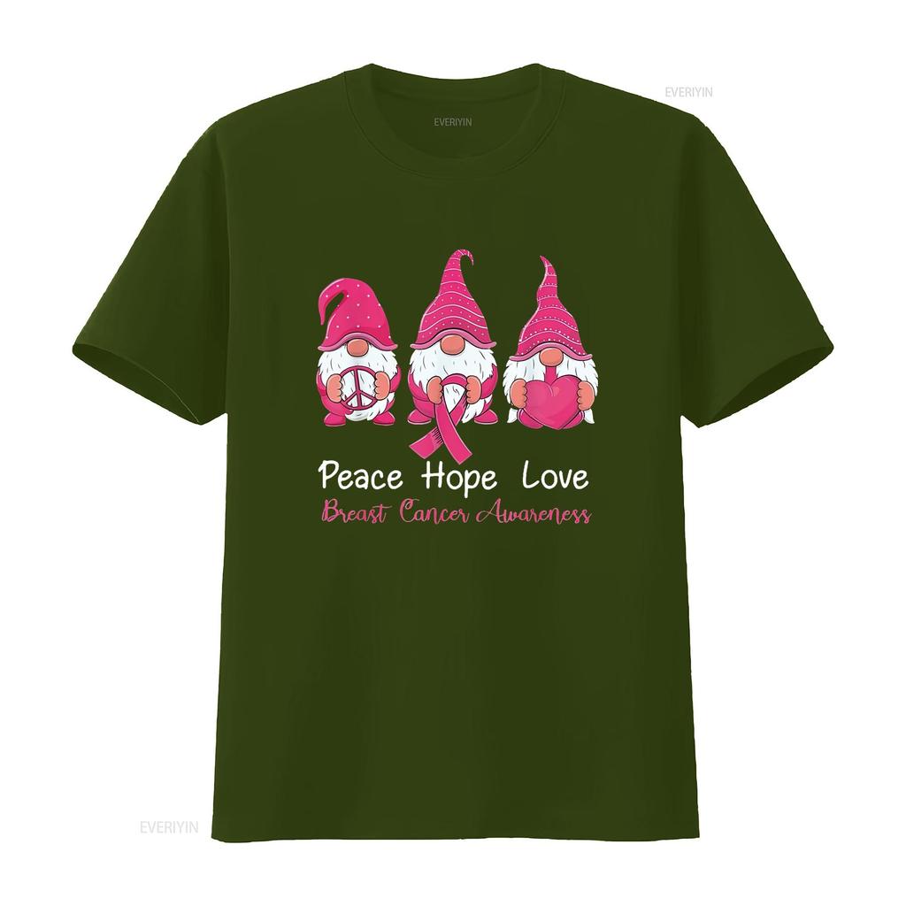 Cute Gnomes Support A Survivor Of Breast Cancer Awareness T Shirt Vintage Washed Casual Breathable Stretched Graphic Versatile