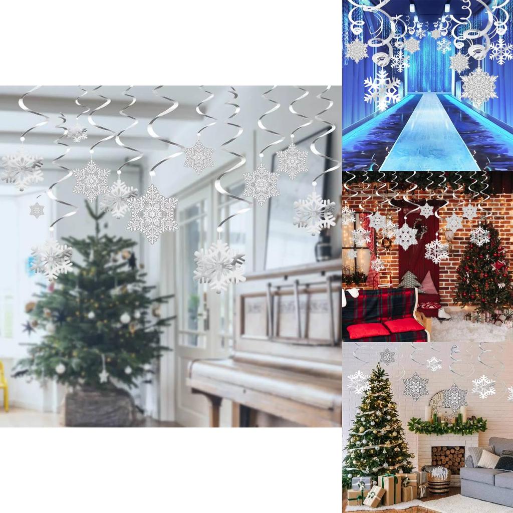 Charming Christmas Snowflake Hanging Decorations With Spiral Design For Festive Displays