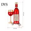 Women Wine Bottle Cup Shape Rhinestone Inlaid Brooch Pin Denim Jacket Badge