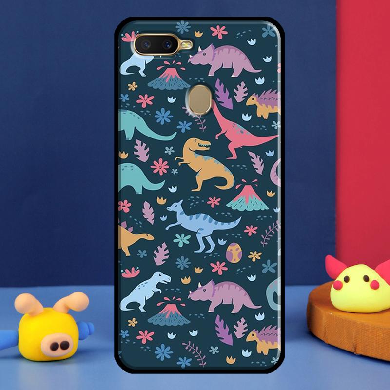 Cute Dinosaur Baby Case For Oppo A98 A78 A58 A15 A16 A17 A5 A9 A91 A52 A72 A76 A96 A74 A94 A54 S A57 A77 Cover