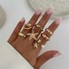 European & American Starfish Metal Rings: 6-Piece Holiday Set with Star and Scallop Designs for Women