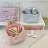 Ins Multi-function Storage Basket Large Capacity Home Decorate Cosmetic Sundry Fresh Lattice Quilted Desktop Organizer