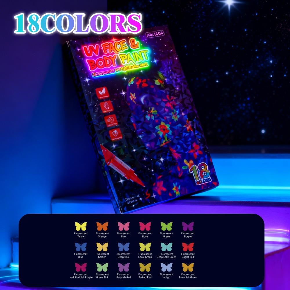 12-18 Colors Colorful Luminous Pen Set Human Face Paint Pen Student Children Painting Fluorescent Marker Glow-in-the-dark Pen