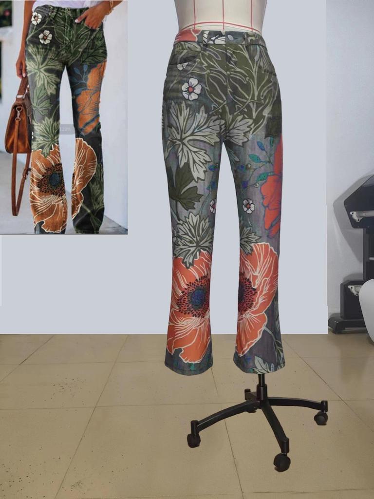 2023 Women's Plus Size Casual Faux Denim Pants - European & American Fashion