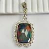 Natural Opal CERTIFIED 33 Ct 925 Sterling Silver Cushion Pendant Gift For Him