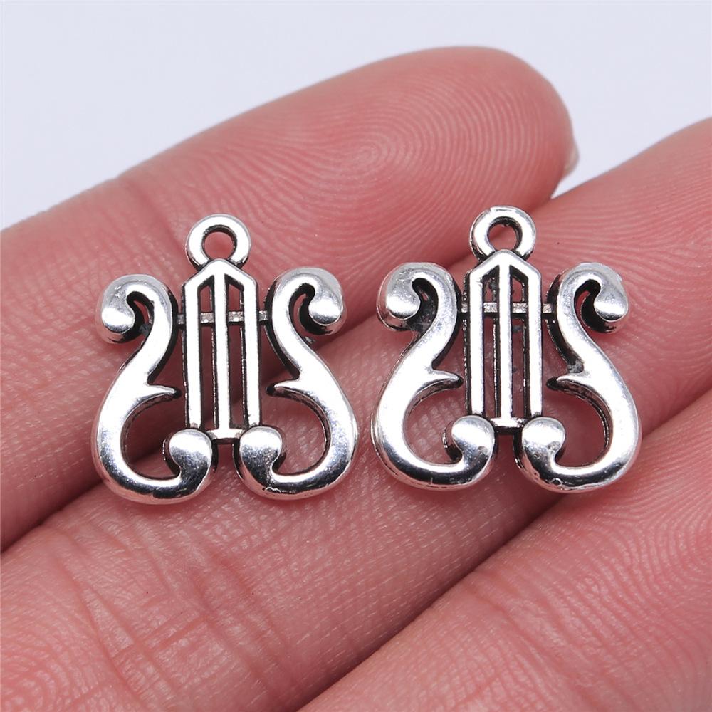 10pcs Musical Instrument Charms Antique Silver Color Guitar Microphone Violin French Horn Charms For Jewelry Making