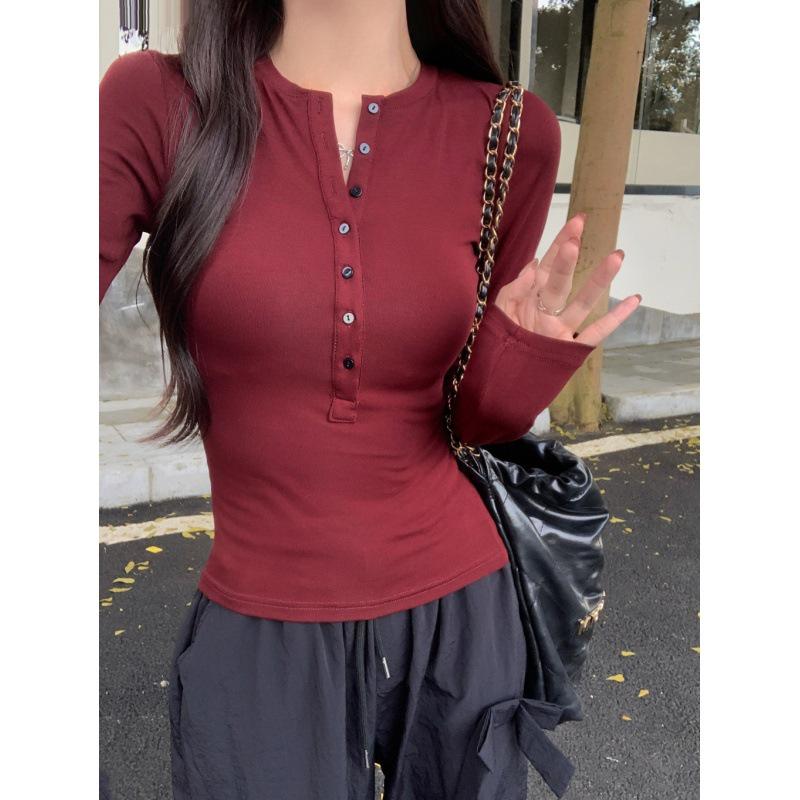 Best-Selling American Retro Black V-Neck Long-Sleeve Slim Fit Shirt