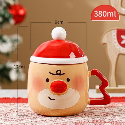 Simpatico Set Tazza in Ceramica Natalizia con Coperchio Cucchiaio Tazza da Colazione per Latte Tazza da Coppia Regalo di Compleanno Tazza per Acqua