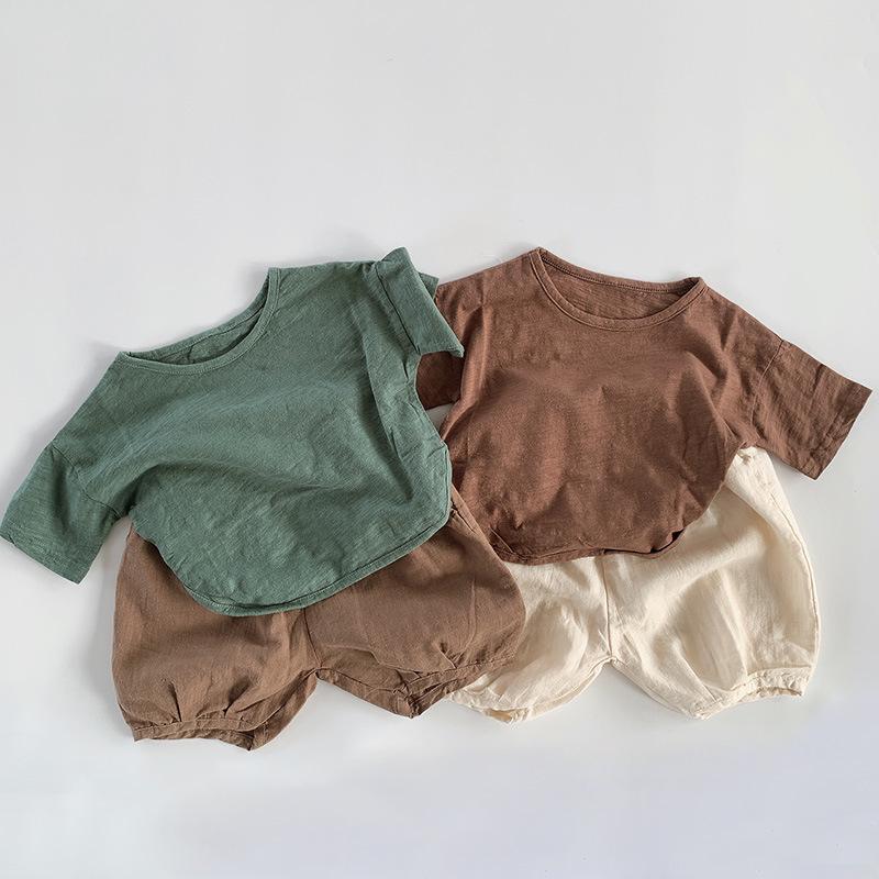 Trendy Cotton Linen Korean-Style Casual Summer Shorts - Unisex Kids' Five-Point Baby Harem Pants