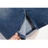 DIMANAF 2026 Summer Plus Size Women Skirts Elastic Waist Denim Solid Blue Oversize Lady Casual Cotton Long Skirts Beading