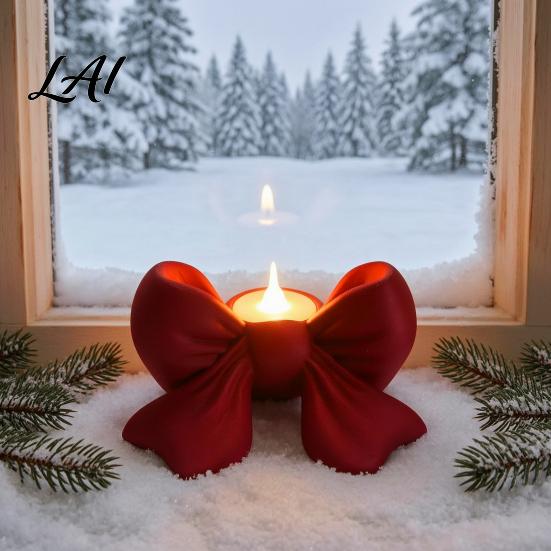 Modern PLA Bow Ornament 3D Printed Candle Holder Decorative Candlestick Stand for Scented Candles Delicate Gift Holiday & LED Tealights Elegant