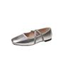 Glitter Silver Bowtie Flats Shoes Women Round Toe Patchwork Plaid Leather Loafers   Flat Shoes Women