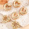 4Pcs Exaggerated Circle C-Shaped Large Ear Clip for Women Simple Chunky Gold Plated Thick Earrings Set Fashion Jewelry Gifts New