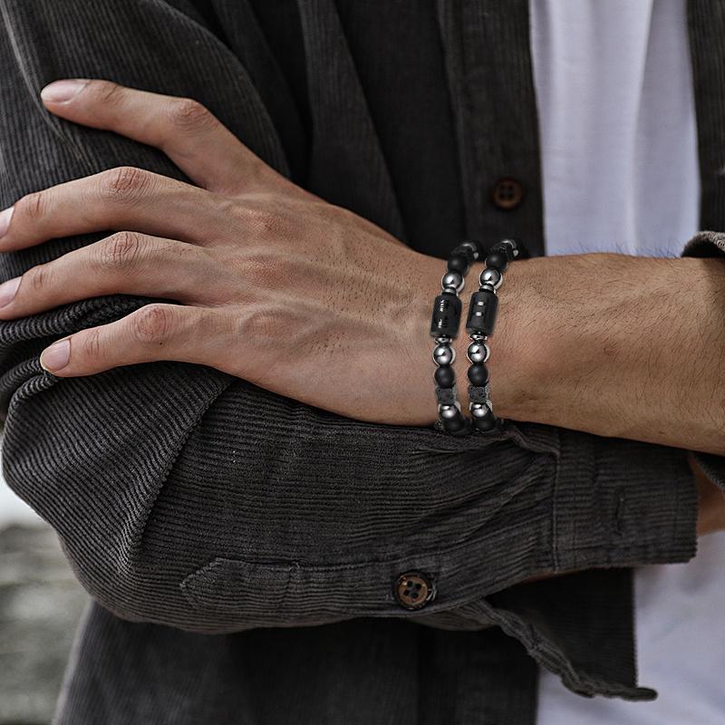 12 Zodiac Volcanic Stone Couple Bracelet Elastic Square Bead Gift for Men and Women