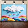 Fondo de banner con tema de gotas de lluvia y paraguas 3D, accesorios para sesión de fotos en estudio, póster de jardín de infantes, accesorios para fiesta de cumpleaños infantil
