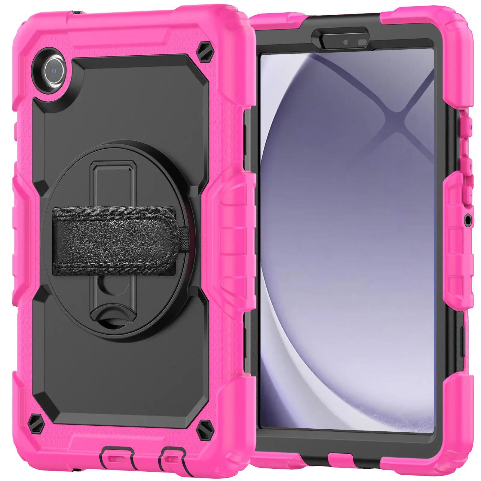

For Samsung Galaxy TAB A9/A9 Plus Military Grade Shockproof Protector Silicone Cover Case + Pencil Holder+Handle Shoulder Strap For Tab A9 Plus