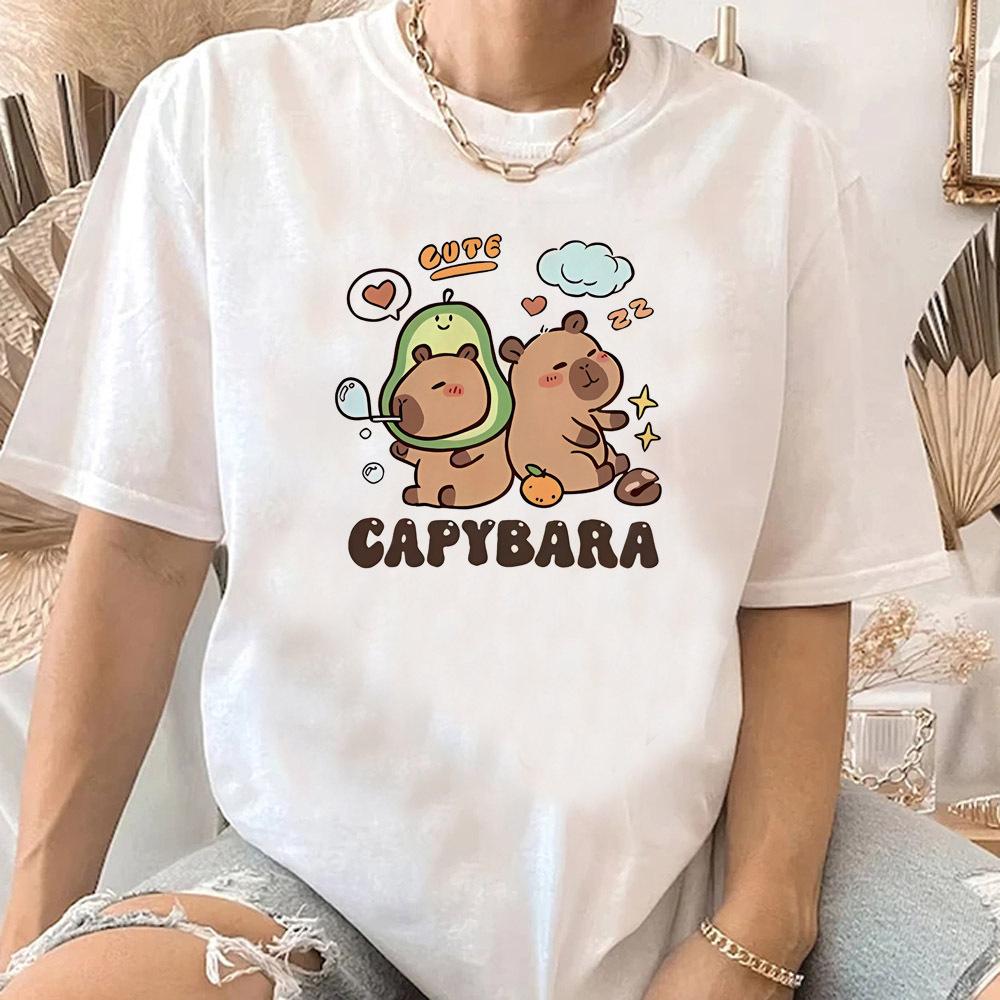 Capibara Capybara women 80s korean clothes Pop Culture Psychedelic Breathable t shirt Comfortable Classic women aesthetic