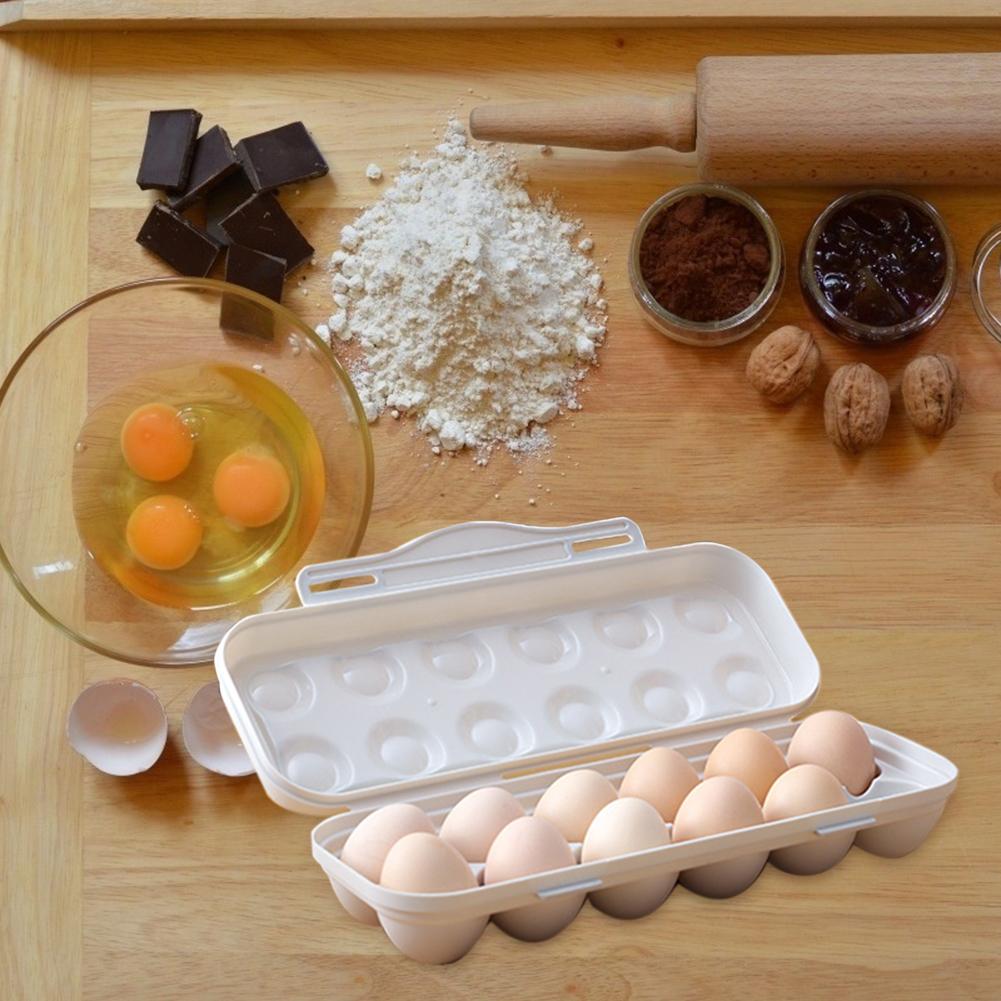 12 Grid Egg Storage Box Plastic Egg Container Shockproof Eggs Slot Tray Holder Box for Refrigerator Camping Picnic Hiking Travel