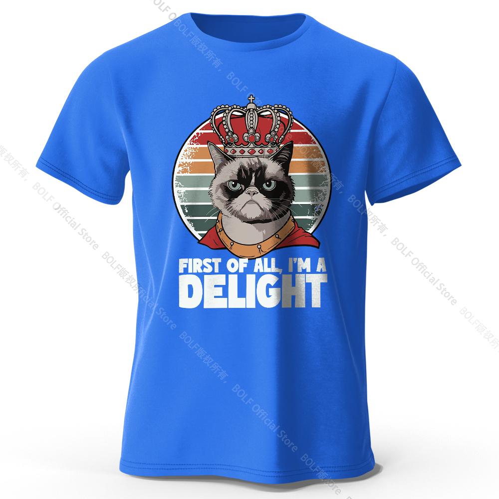 Men's First of All I'm A Delight Printed T-Shirt 100% Cotton Oversized Sassy Graphic Tees for Women Summer Confidence Streetwear