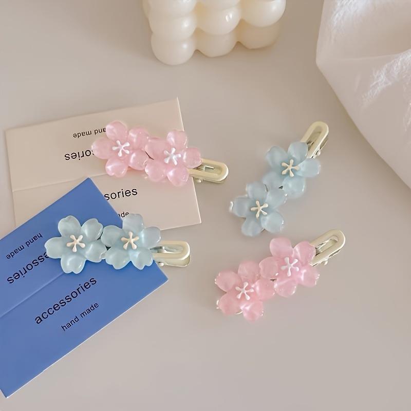 2 little girls transparent cherry blossom hairpin lace clip girl cute flower duck bill clip bangs clip headdress