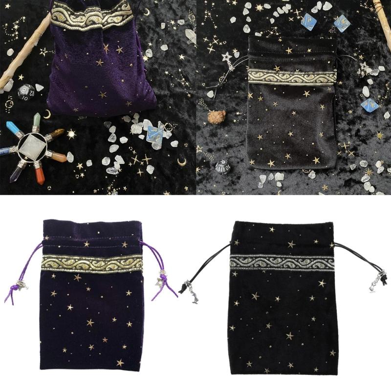 Velvet & Satin Drawstring Pouch for Ideal Size for Tarot & for Oracle Cards DND D&D Dungeons & Cards Accessories Jewelry