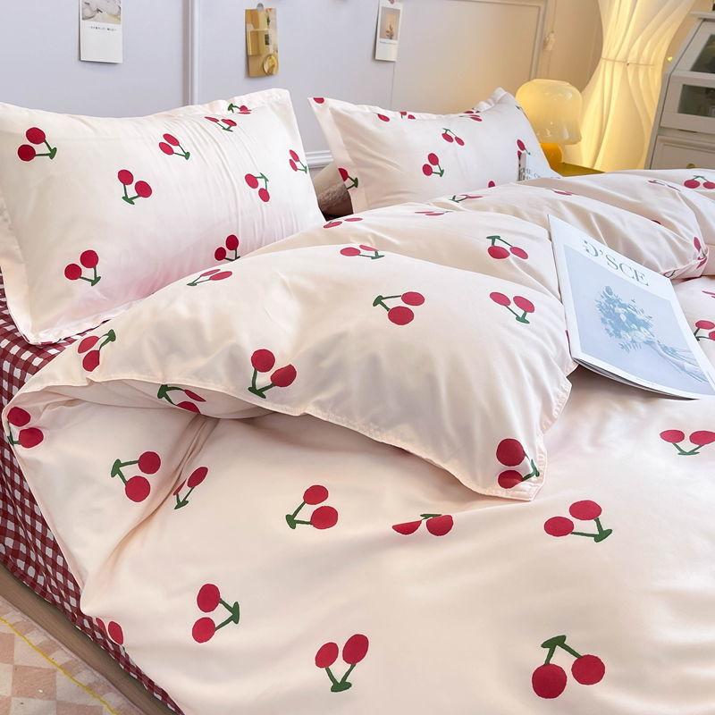 

Korean Bedding Set Flowers PinK Blue Girls Boys Full Queen Size Duvet Cover Flat Sheet Pillowcase No Filler Home Bed Linens Flat Bed Sheet&Twin 3pcs for 1m bed