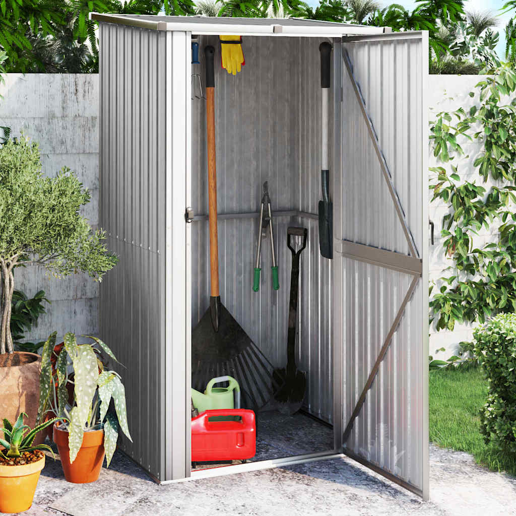 Vidaxl Garden Shed, Grey, 118.5X97X209.5 Cm, Galvanized Steel