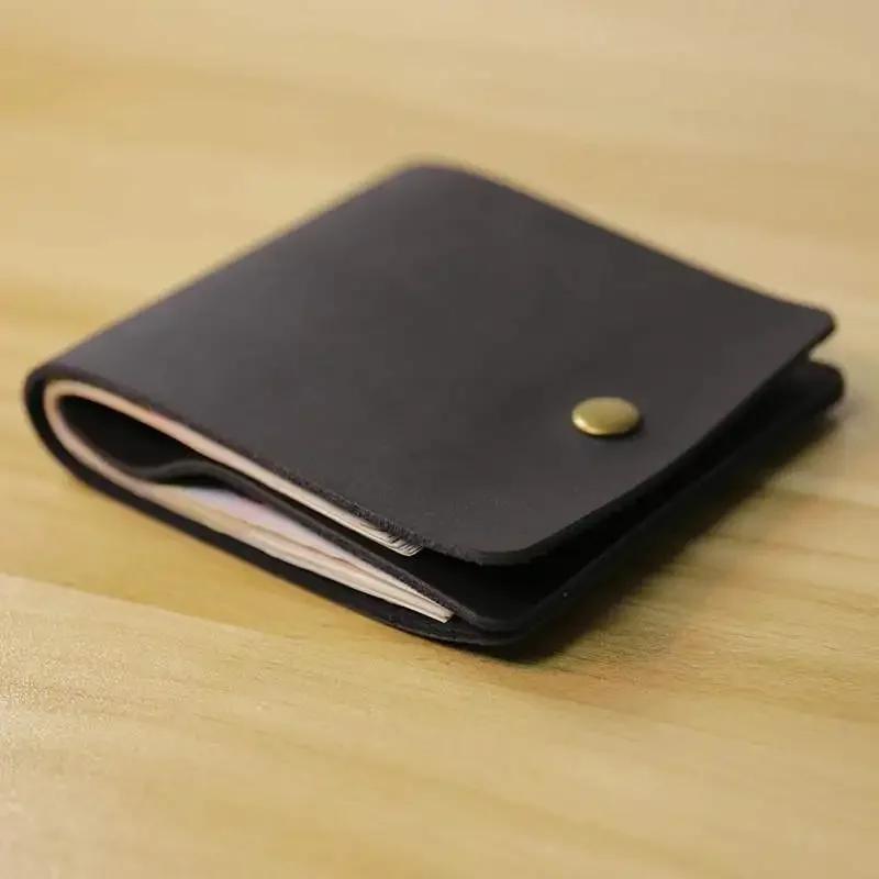 1 PC Retro Minimalist Bifold Leather Card Wallet for Men and Women Wrap Credit Card Holder Porte Carte Wallet