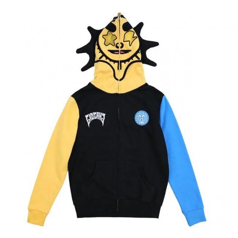 Men Casual Long Sleeve Flame Print Hoodie Pullover Streetwear Hip Hop Graphic Sweatshirt
