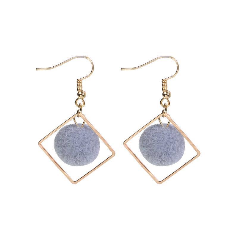 The Same Hairball Stud Earrings, Geometric Rhombus Multi-Color Hairball Earrings.