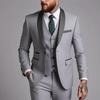 Men's Autumn Slim Fit Business Casual Suit: Tuxedo, Vest, and Pants Set for Weddings and Grooms