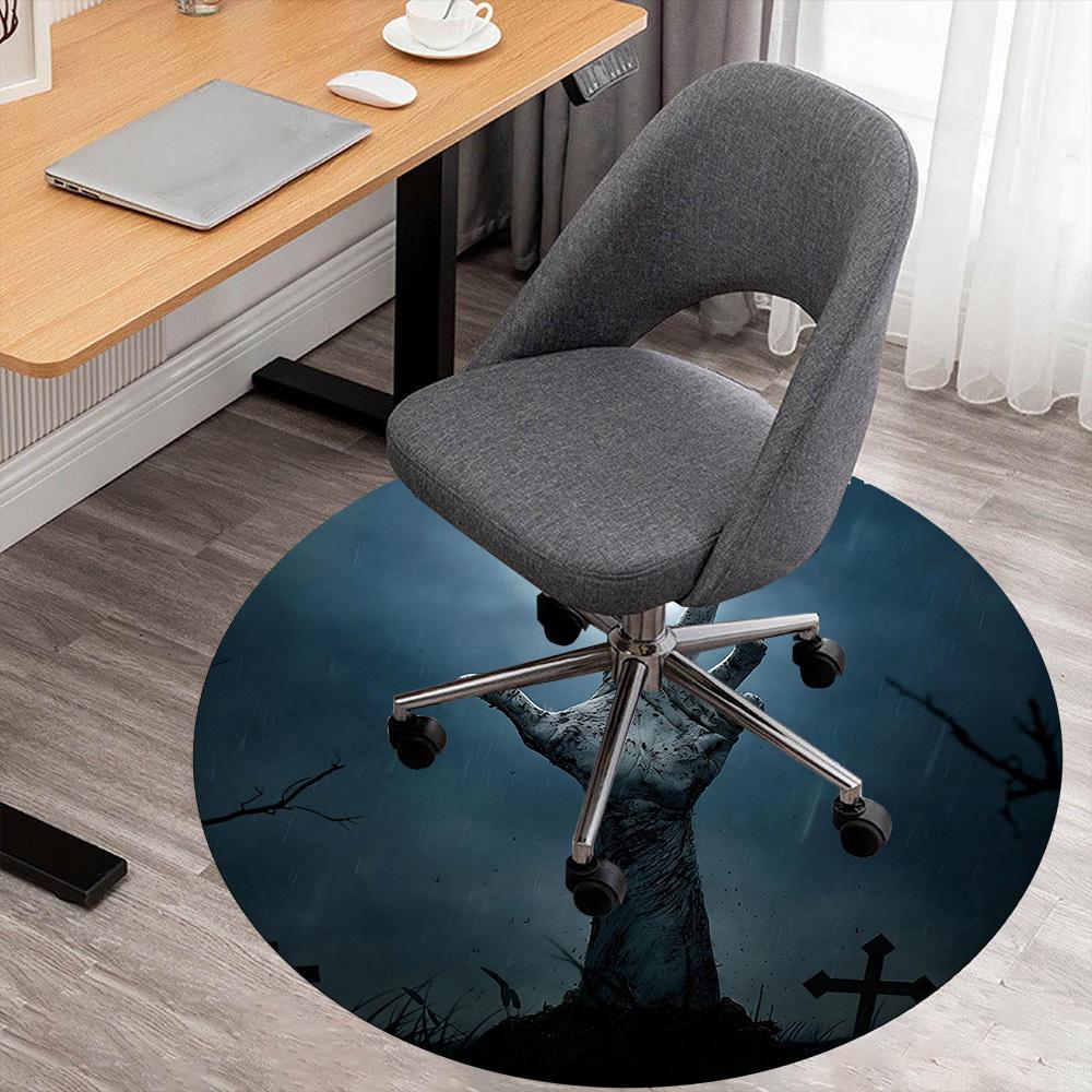 

1pc zombie hand moonlight Round Chair mat office Area Rug - Non-Slip, Floor Mat for Office, Bedroom, and Indoor Decor p127212 80cm by 80cm