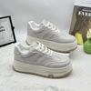 Platform white shoes women's spring new casual sports shoes retro versatile small height-increasing board shoes