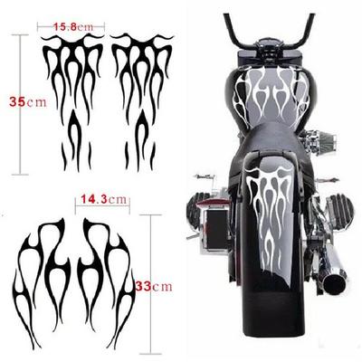 Quality Motorcycle Gas Tank & Fender Black Stickers Decal Flames Vinyl Universal