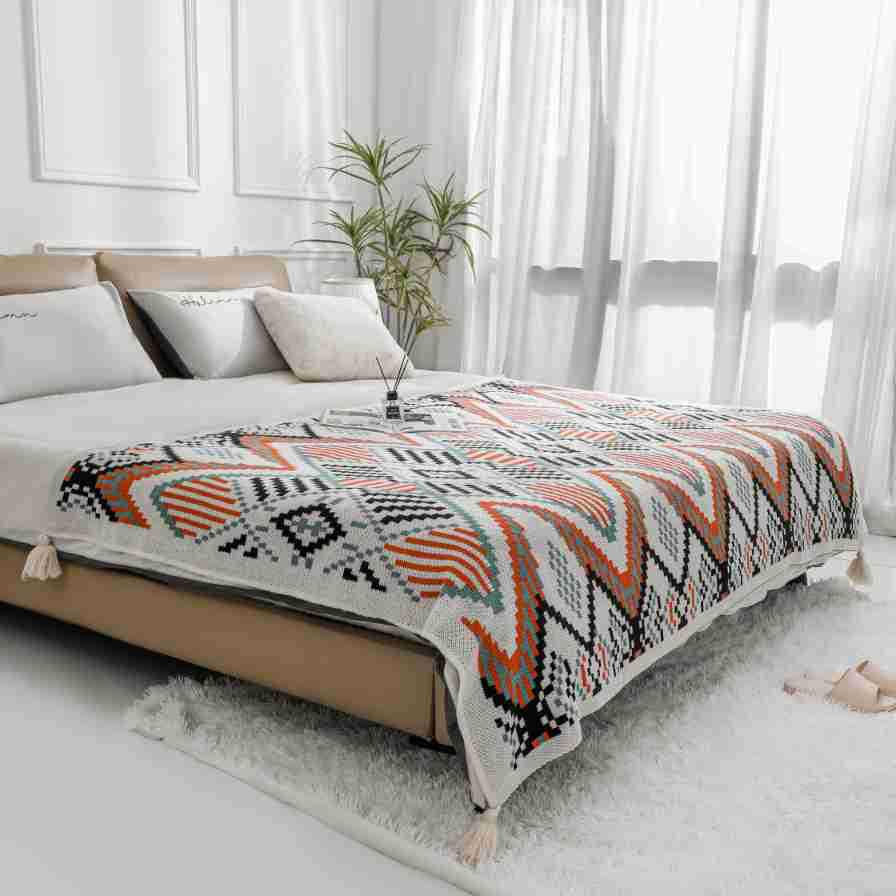 Navajo Sunlight Thick Knit Bohemian Blanket: Nordic Nap, Office, Sofa, Baby Fur