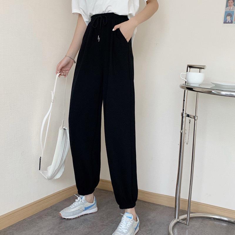 Women's Gray & Black Sports Leggings - 2023 Spring/Summer Casual Sweatpants
