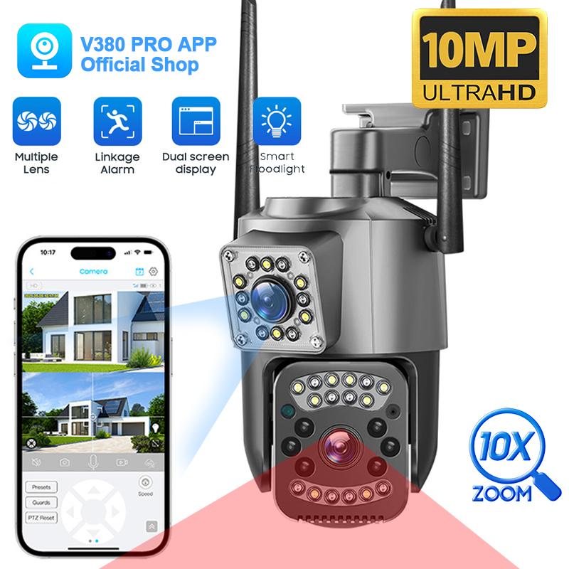 V380 PRO APP Dual-Objektiv 4G Kamera HD 8MP Außenkamera IP66 Wasserdicht Zwei-Wege-Gespräch Farb-Nachtsicht Mobile Überwachung CCTV