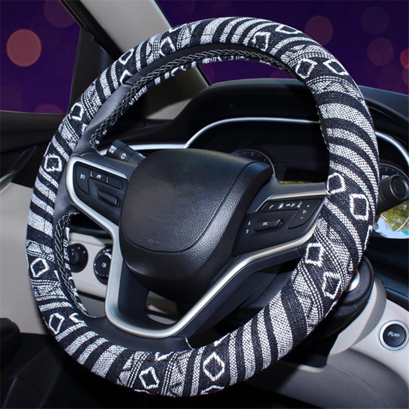 Ethnic Style Linen Steering Wheel Cover - Trendy, Unique Design